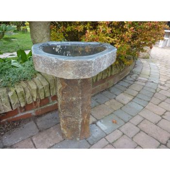 Basalt Bird Bath with Polished Dished Top - L40 x W50 x H48 cm