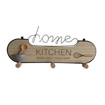 43cm Wooden Kitchen Wall Hook - L5 X W43 X H17 cm