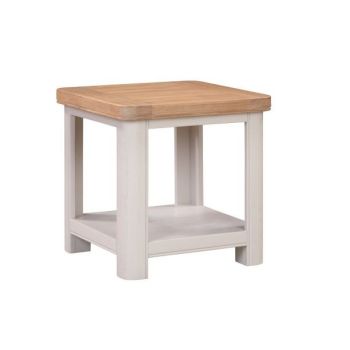 Bologna Painted Lamp Table with Shelf - L50 x W50 x H50 cm - Oak