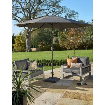 Royce Premium 3m Round Parasol LED - Anthracite Frame - Novasun Carbon Canopy & Cover - L300 x W300 x H275 cm