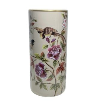 18" Umbrella Stand - Birds with Roses and Flowers Design - Cream - Ceramic - L20 x W20 x H46 cm