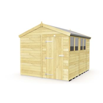 8 x 10 Feet Apex Shed - Single Door With Windows - Wood - L302 x W231 x H217 cm