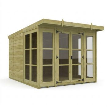 8ft x 10ft Georgian Pent Summer House - Pressure Treated Timber - L244 x W305 x H210 cm - Natural