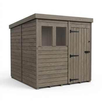 8ft x 10ft Composite Pent Garden Shed Single Door With Windows - Composite - L244 x W305 x H210 cm - Grey