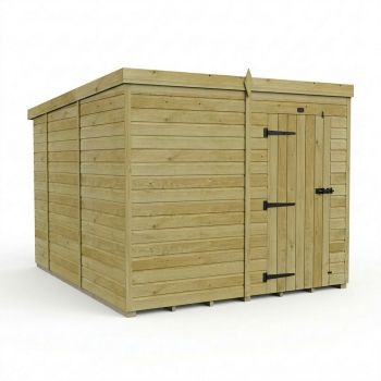 8ft x 10ft Pent Garden Shed Single Door No Windows - Pressure Treated Timber - L244 x W305 x H210 cm - Natural