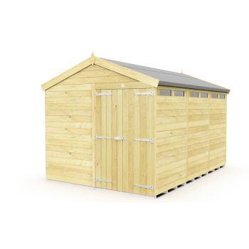 8 x 12 Feet Apex Security Shed - Double Door - Wood - L358 x W231 x H217 cm