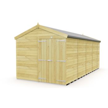 8 x 19 Feet Apex Shed - Double Door Without Windows - Wood - L560 x W231 x H217 cm