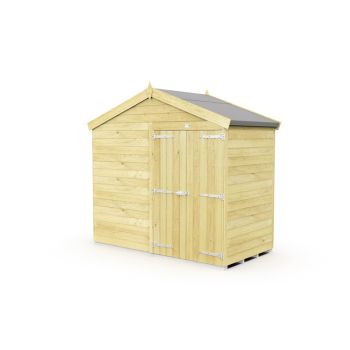 8 x 4 Feet Apex Shed - Double Door Without Windows - Wood - L127 x W231 x H217 cm