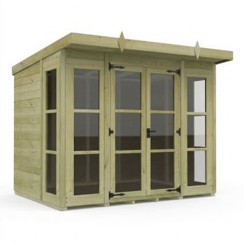8ft x 6ft Georgian Pent Summer House - Pressure Treated Timber - L244 x W183 x H210 cm - Natural
