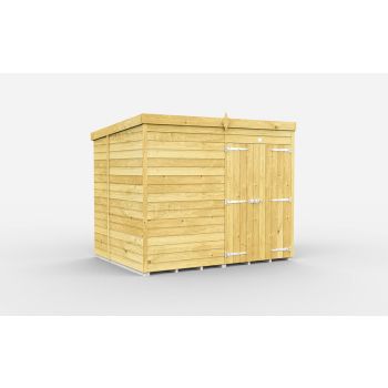 8 x 6 Feet Pent Shed - Double Door Without Windows - Wood - L178 x W243 x H201 cm