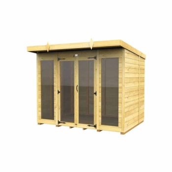 8ft x 7ft Pent Summer House (Full Height Window) - Wood - L214 x W243 x H201 cm