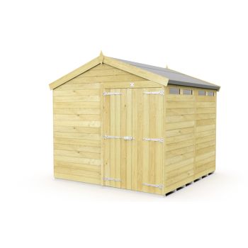 8 x 8 Feet Apex Security Shed - Double Door - Wood - L243 x W231 x H217 cm