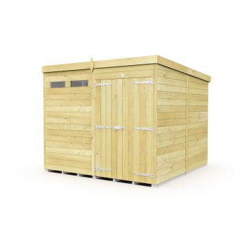 8 x 8 Feet Pent Security Shed - Double Door - Wood - L231 x W243 x H201 cm