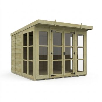 8ft x 9ft Georgian Pent Summer House - Pressure Treated Timber - L244 x W274 x H210 cm - Natural