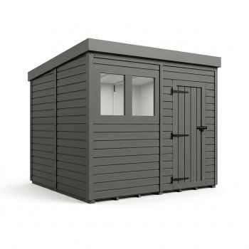 8ft x 9ft Composite Pent Garden Shed Single Door With Windows - Composite - L244 x W274 x H210 cm - Grey