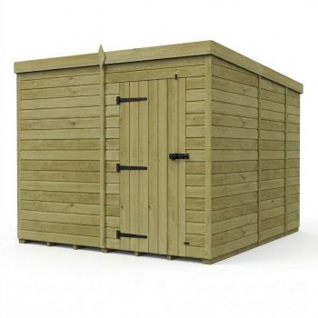 8ft x 9ft Pent Garden Shed Single Door No Windows - Pressure Treated Timber - L244 x W274 x H210 cm - Natural