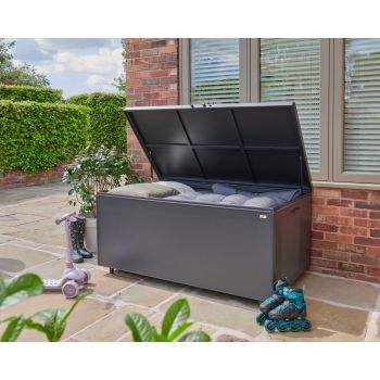 Royce Large Anthracite Storage Box - Powder Coated Aluminium - L74 x W160 x H90 cm