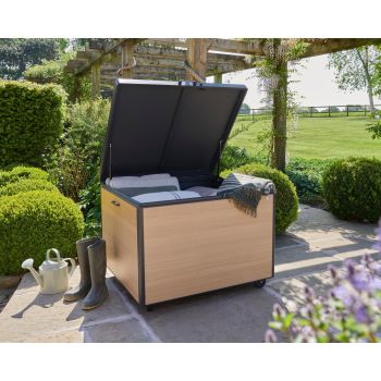 Royce Medium Wood Look Storage Box - Powder Coated Aluminium - L74 x W100 x H90 cm