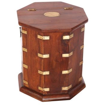 45cm Octagonal Chest - L40 x W40 x H45 cm - Dark Warm Brown