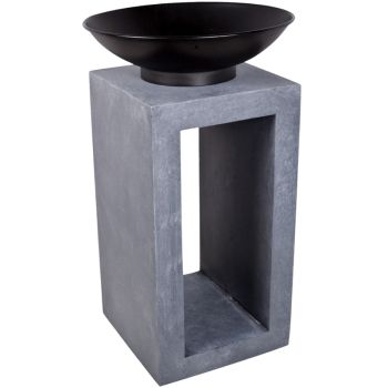 Fire Pit & Square Console - Steel/Fibreclay - L39 x W39 x H68.5 cm - Cement