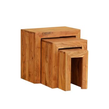 45cm Nest of Tables (Set of 3) - Wood - L45 X W35 X H45 cm