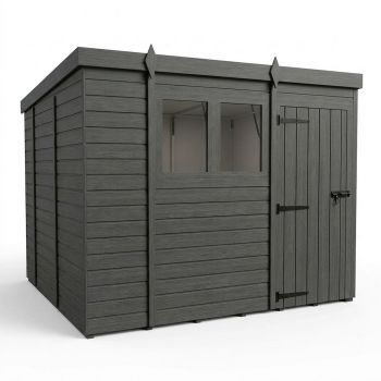 9ft x 10ft Composite Pent Garden Shed Single Door With Windows - Composite - L274 x W305 x H210 cm - Grey