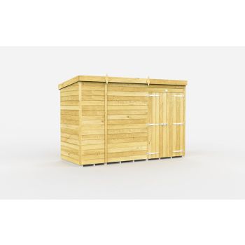 9 x 4 Feet Pent Shed - Double Door Without Windows - Wood - L118 x W276 x H201 cm