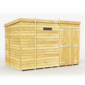 9 x 7 Feet Pent Security Shed - Double Door - Wood - L214 x W276 x H201 cm