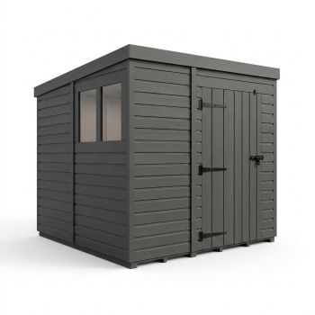 9ft x 9ft Composite Pent Garden Shed Single Door With Windows - Composite - L274 x W274 x H210 cm - Grey