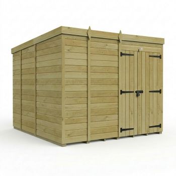 9ft x 9ft Pent Garden Shed Double Door No Windows - Pressure Treated Timber - L274 x W274 x H210 cm - Natural