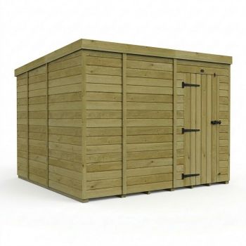 9ft x 9ft Pent Garden Shed Single Door No Windows - Pressure Treated Timber - L274 x W274 x H210 cm - Natural