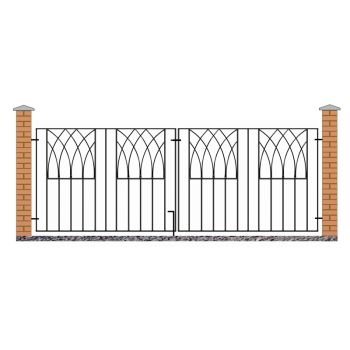 Abbey Modern Double Driveway Gate - Solid Steel - Fits Gap of 2413 mm x 812 mm High - Electro Galvanised/Black Powder Coated