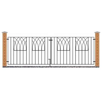Abbey Modern Double Driveway Gate - Solid Steel - Fits Gap of 2755 mm x 812 mm High - Electro Galvanised/Black Powder Coated