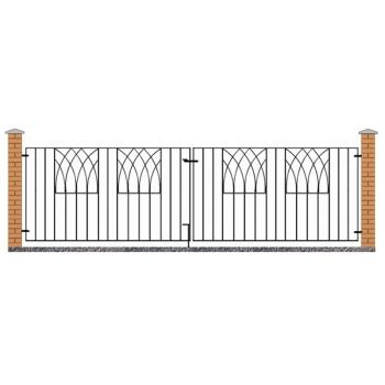 Abbey Modern Double Driveway Gate - Solid Steel - Fits Gap of 3095 mm x 812 mm High - Electro Galvanised/Black Powder Coated