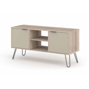 2 Door Flat Screen TV Unit - Textured Manufactured Board/Metal - 114.5 x 39.5 x 57 cm - Driftwood /Calico