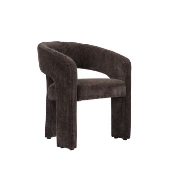 Alba Dining Chair - Chenille Cord - L55 x W61.5 x H74 cm - Cocoa