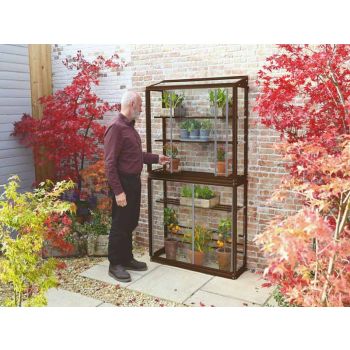 Westminster 3 Feet 4 Inches Small Greenhouse - Aluminium/Glass - L100 x W33 x H172 cm - Chestnut Brown