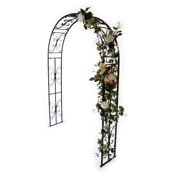 Buckingham Arch (Inc Ground Spikes) Garden Archway - Solid Steel - L30.4 x W137.2 x H218.4 cm - Powder Coated Black