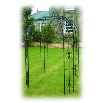 Buckingham 4 Way Gazebo (Inc Ground Spikes) Garden Feature - Solid Steel - L167.6 x W167.6 x H238.8 cm - Black
