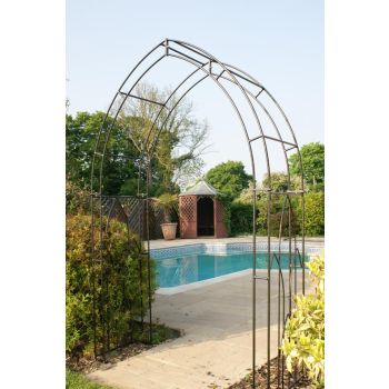 Gothic Arch (Inc Ground Spikes) Garden Archway - Solid Steel - L53.3 x W142.2 x H223.5 cm - Powder Coated Black
