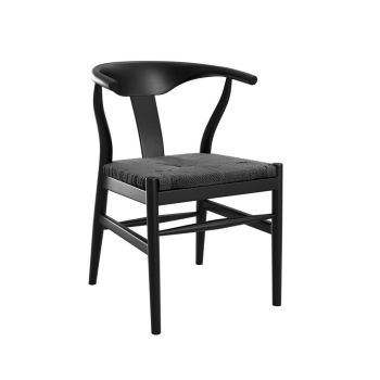 Aries Dining Chair (Set of 2) - Rattan/Beech - L55 x W53 x H75 cm - Black/Black