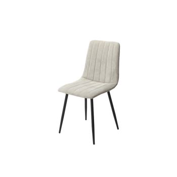 Straight Stitch Lt Cord Dining Chair with Tapered Legs (Set of 2) - Metal - L54 x W44 x H88 cm - Light Grey/Black - Flat Packed