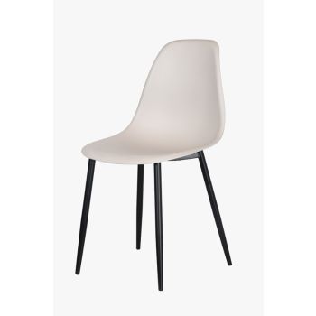 Curve Chair Plastic Seat with Metal Legs (Set of 2) - L52 x W46 x H84 cm - Calico/Black - Flat Packed