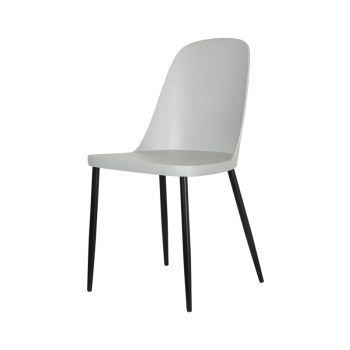 Duo Chair Plastic Seat with Metal Legs (Set of 2) - L53.5 x W46 x H84 cm - Grey/Black - Flat Packed