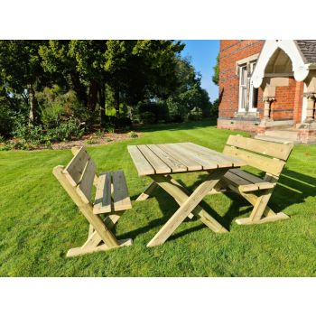 Ashcombe Table Set Sits 4 Including 2 Bench - L120 x W93 x H77 cm