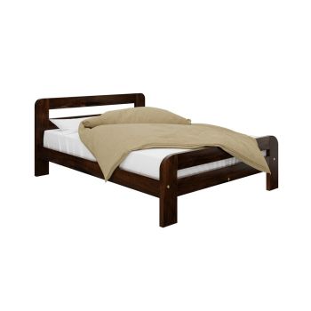 Double Size Bed Frame - Wood - L197 x W146 x H80 cm - Walnut