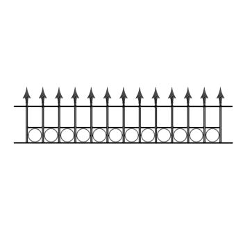 Balmoral Premium Range Spear Top Railing Panel with Rings Fits Opening - Solid Steel - Fits Gap of 1830 mm x 560 mm High - Primed