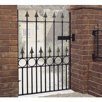 Balmoral Premium Range Spear Top Single Gate - Solid Steel - Fits Gap of 914 mm x 1168 mm High - Electro Galv./Black Powder Coated