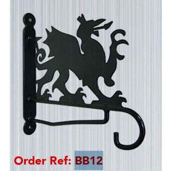 Welsh Dragon Feature Bracket - Steel Hanging Basket Holder - Steel - H33 cm - Black