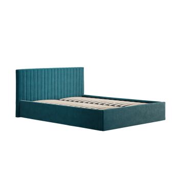 Berlin Double Bed - Velvet - L200 x W152 x H87 cm - Teal